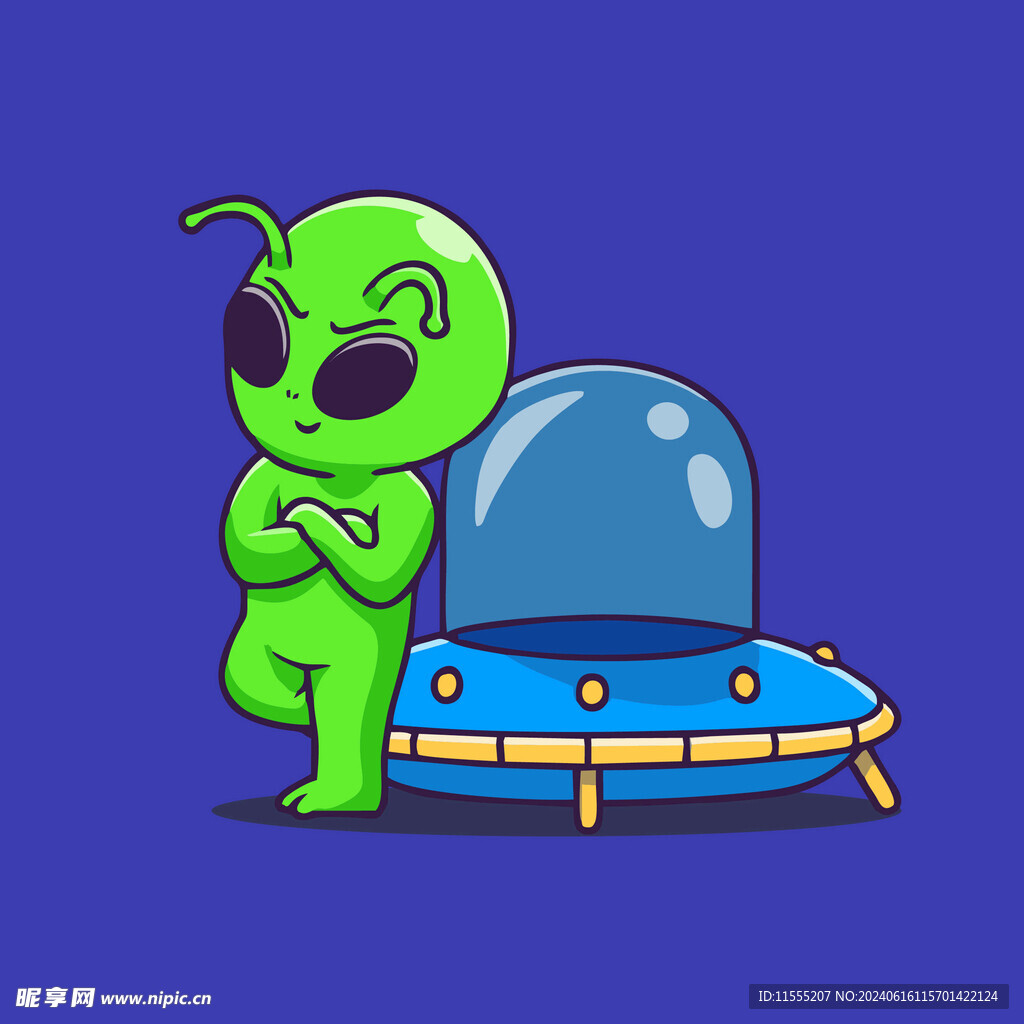可爱外星人卡通矢量儿童插画