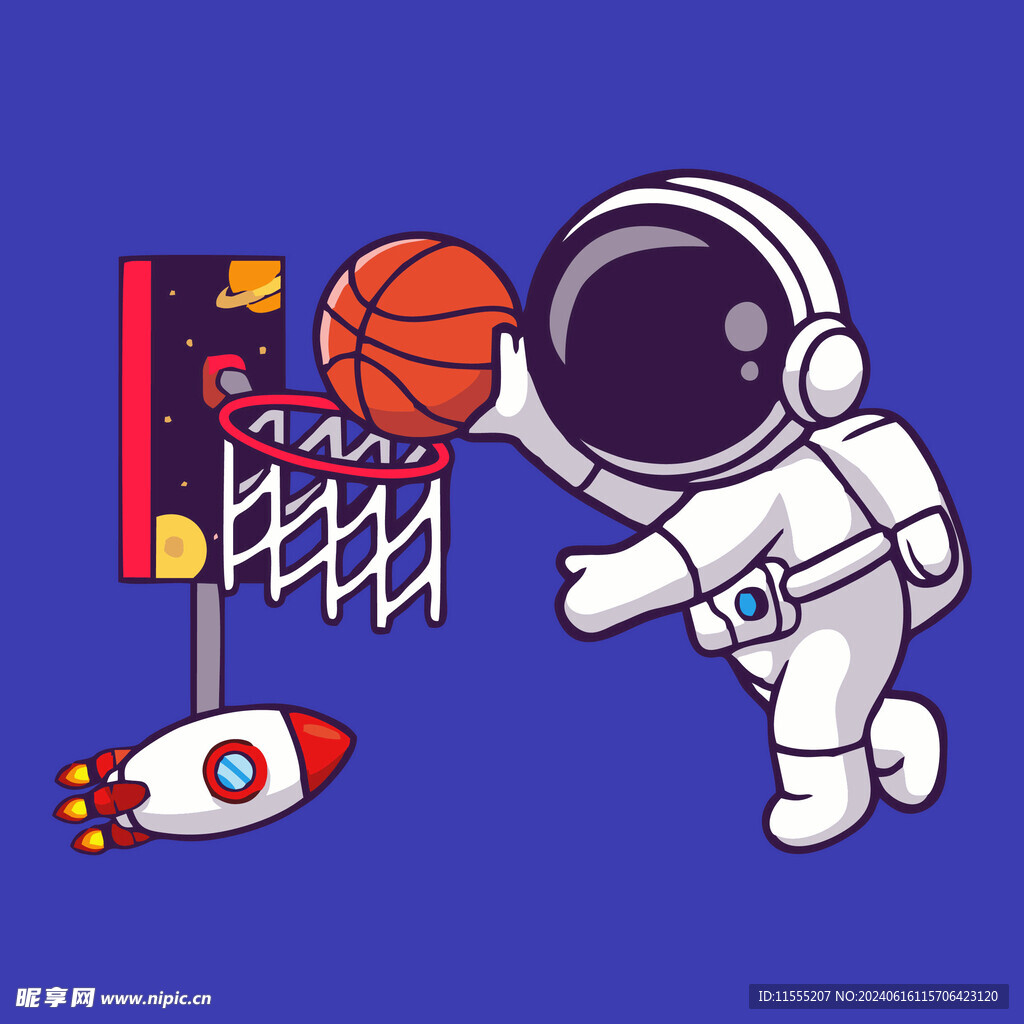 可爱宇航员卡通矢量儿童插画