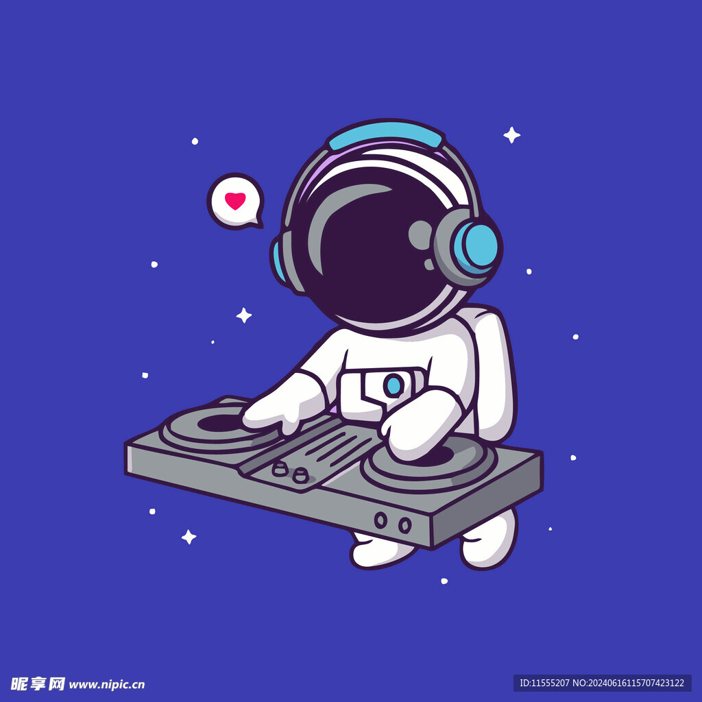 可爱宇航员卡通矢量儿童插画