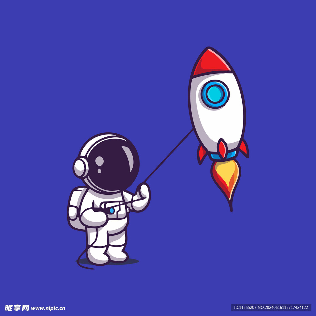 可爱宇航员卡通矢量儿童插画