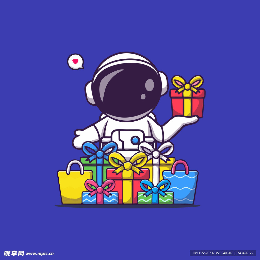 可爱宇航员卡通矢量儿童插画