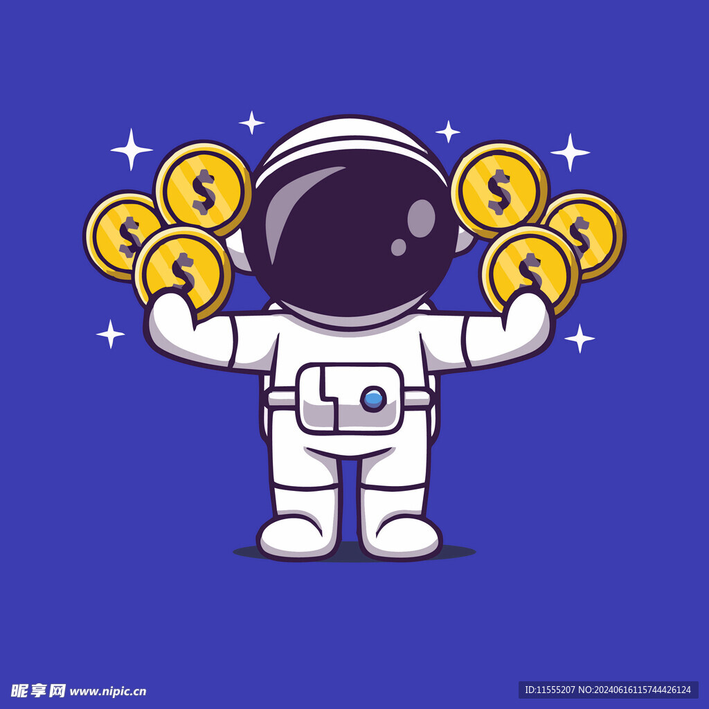 可爱宇航员卡通矢量儿童插画