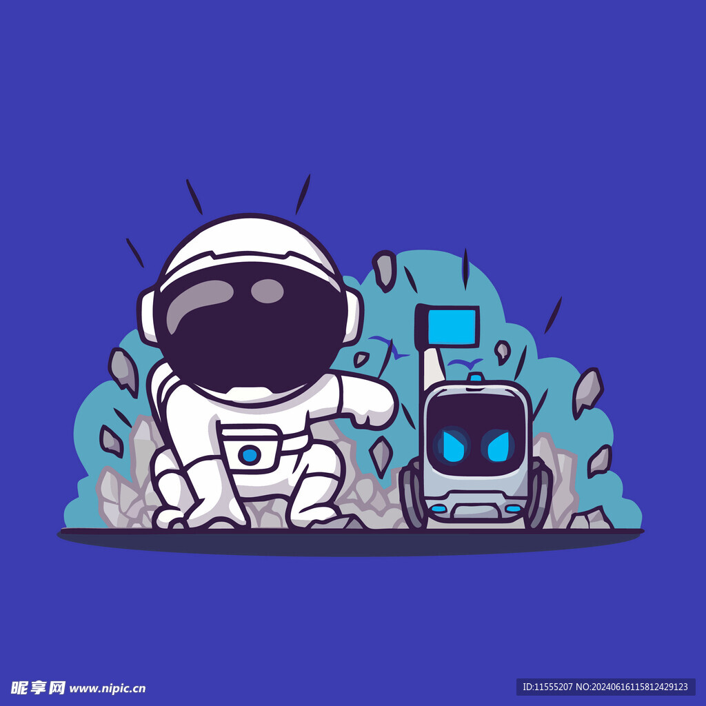 可爱宇航员卡通矢量儿童插画