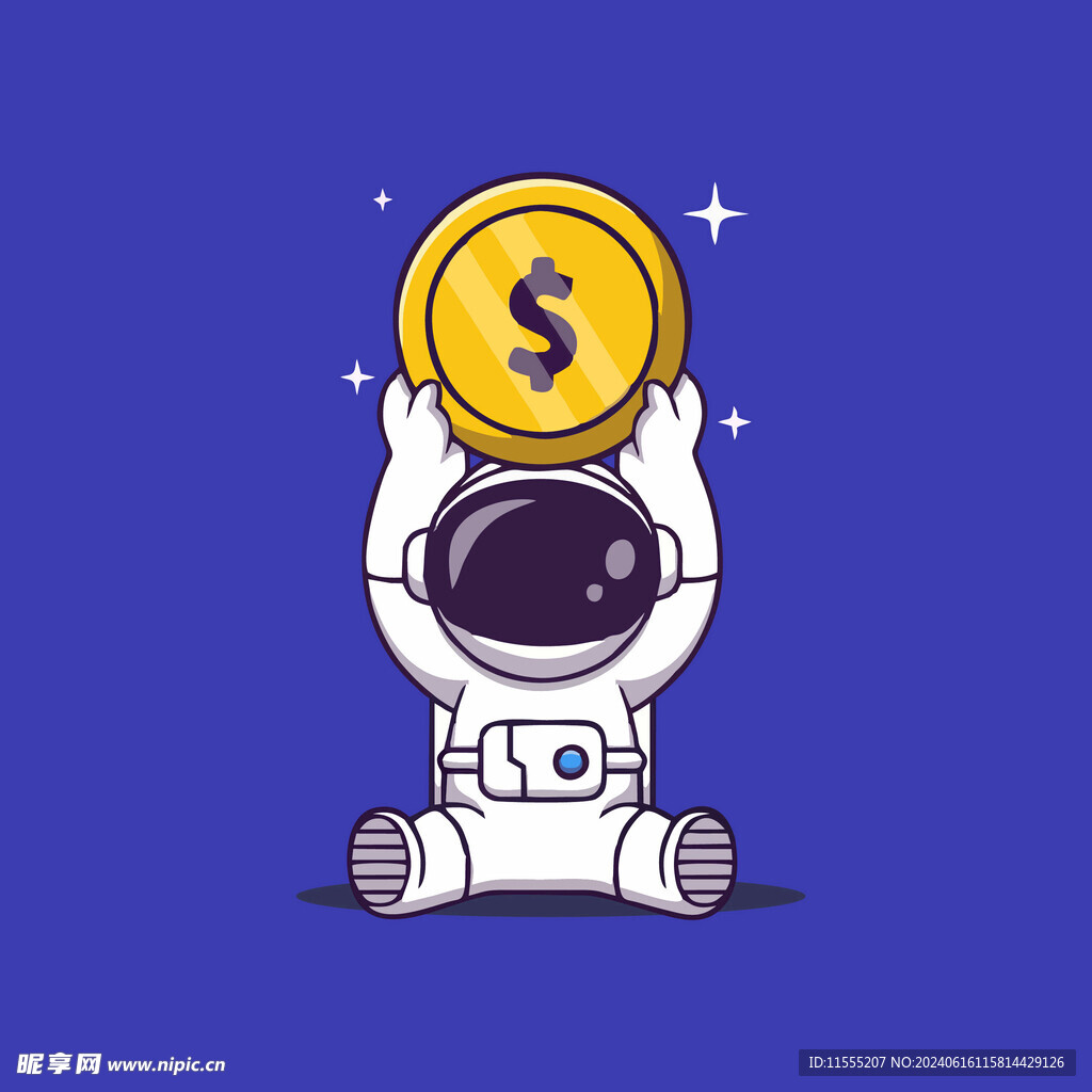 可爱宇航员卡通矢量儿童插画