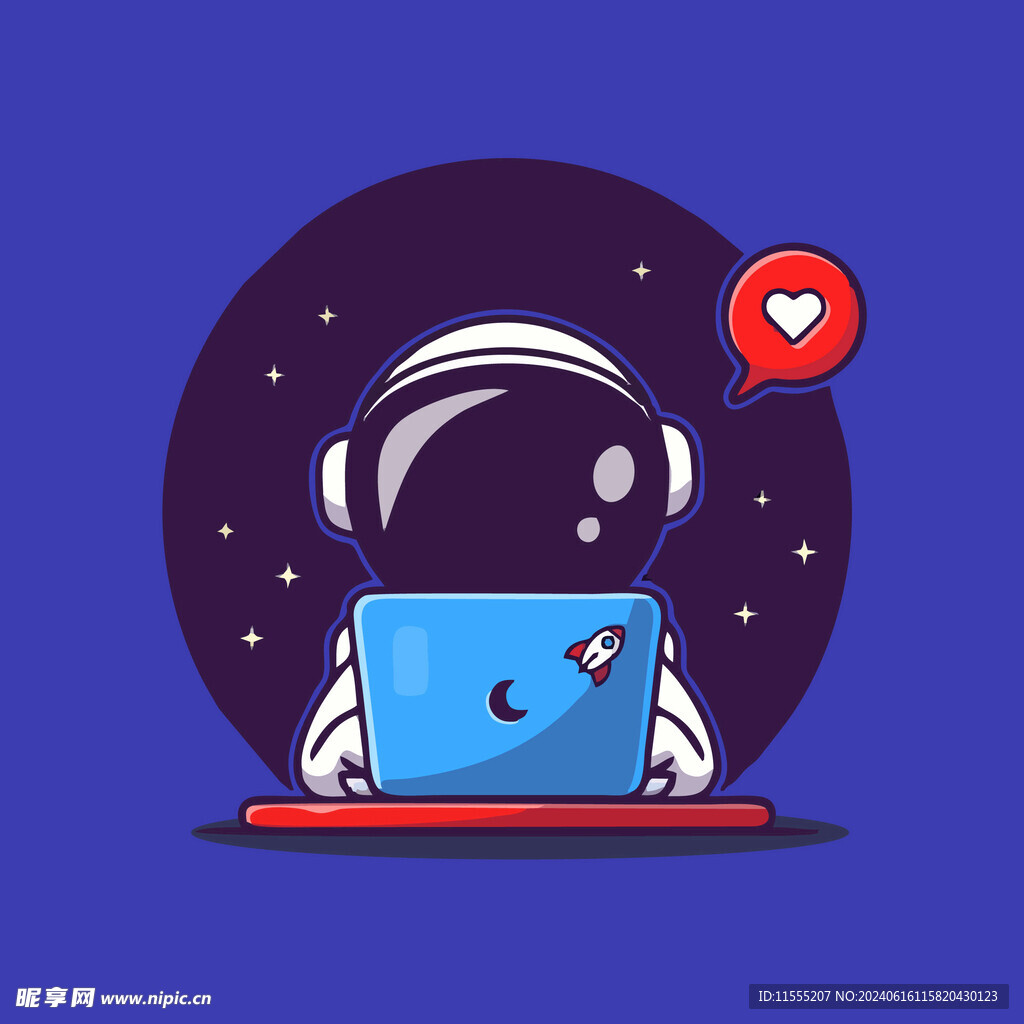 可爱宇航员卡通矢量儿童插画