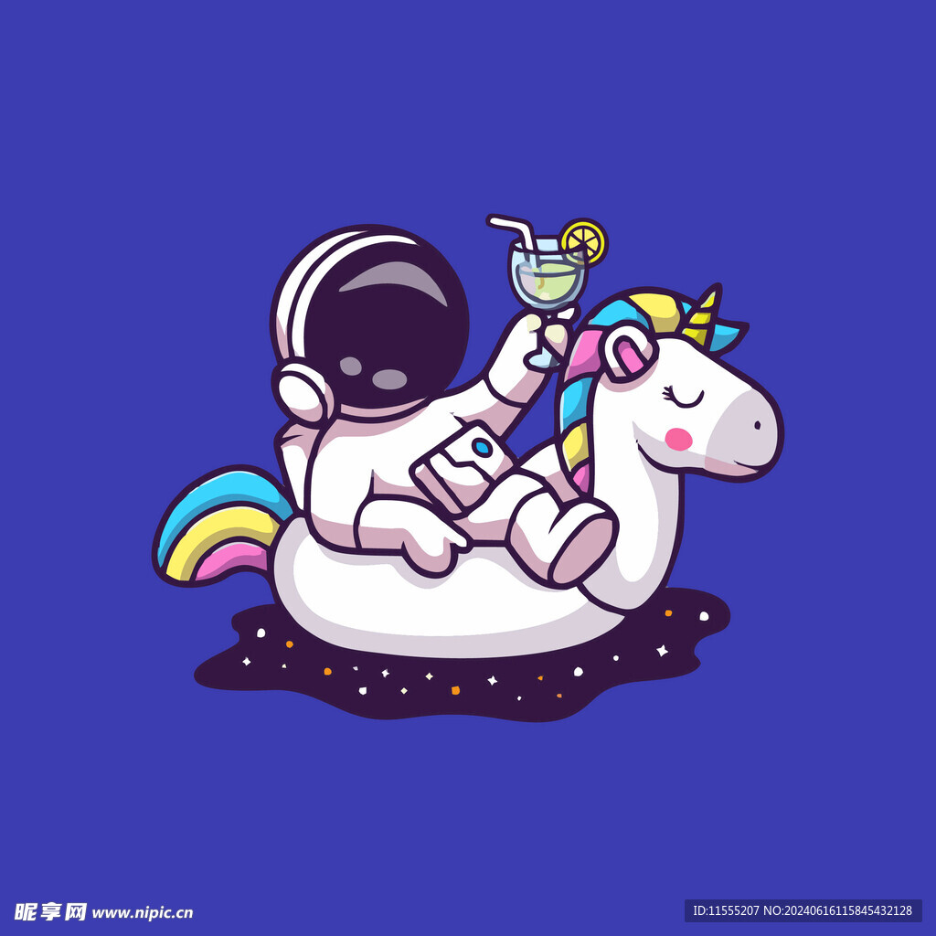 可爱宇航员卡通矢量儿童插画