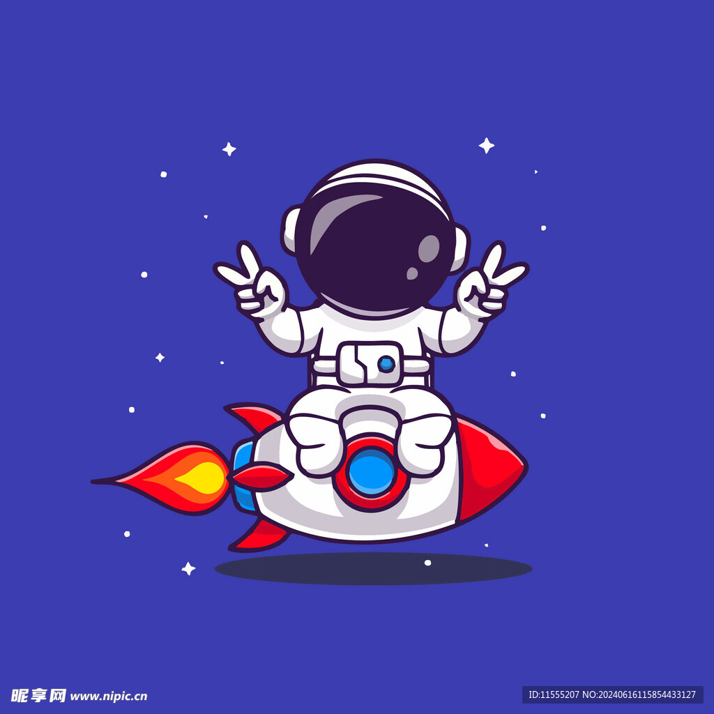 可爱宇航员卡通矢量儿童插画