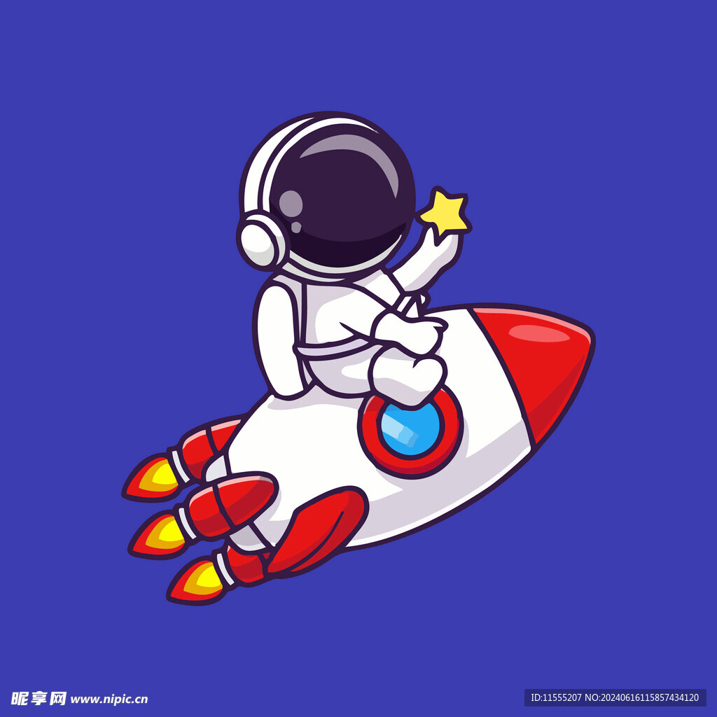 可爱宇航员卡通矢量儿童插画