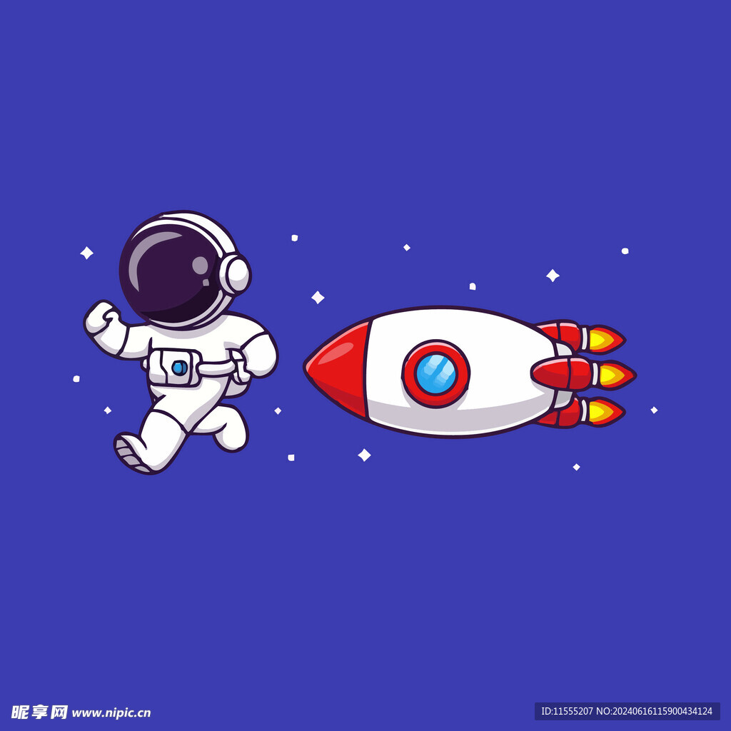 可爱宇航员卡通矢量儿童插画