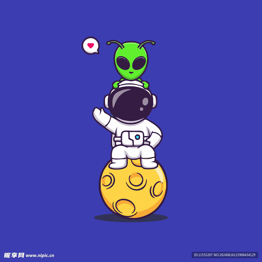 可爱宇航员卡通矢量儿童插画