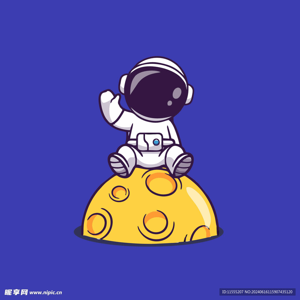 可爱宇航员卡通矢量儿童插画