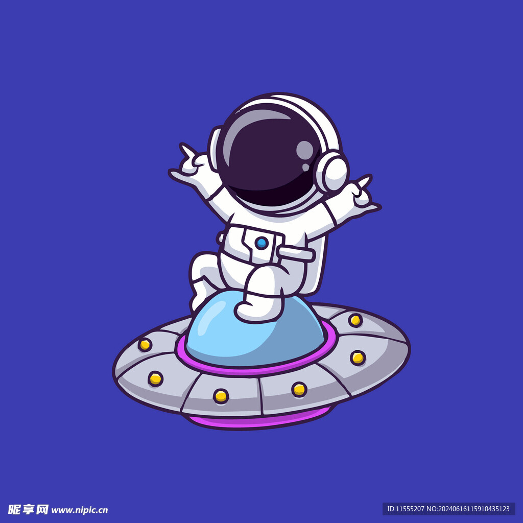 可爱宇航员卡通矢量儿童插画