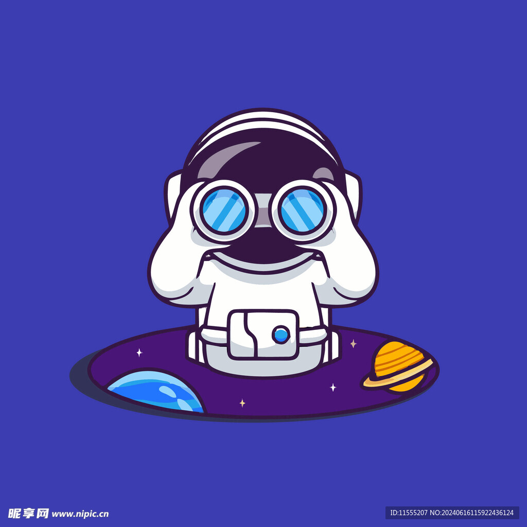 可爱宇航员卡通矢量儿童插画