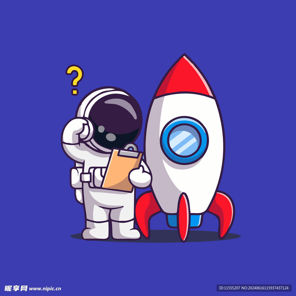 可爱宇航员卡通矢量儿童插画