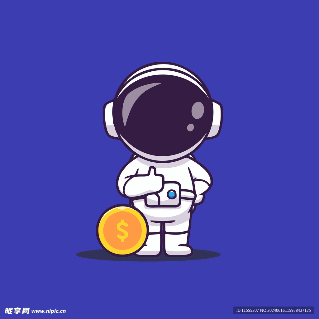 可爱宇航员卡通矢量儿童插画