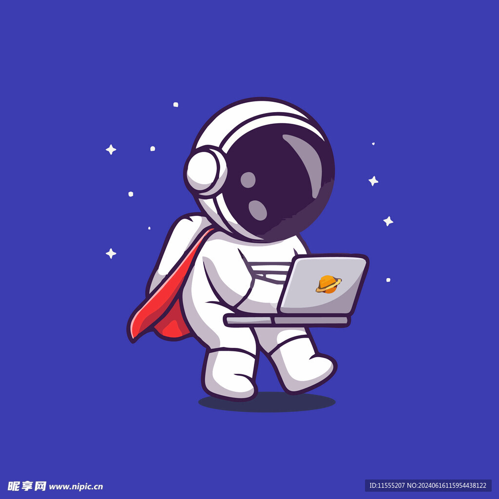 可爱宇航员卡通矢量儿童插画