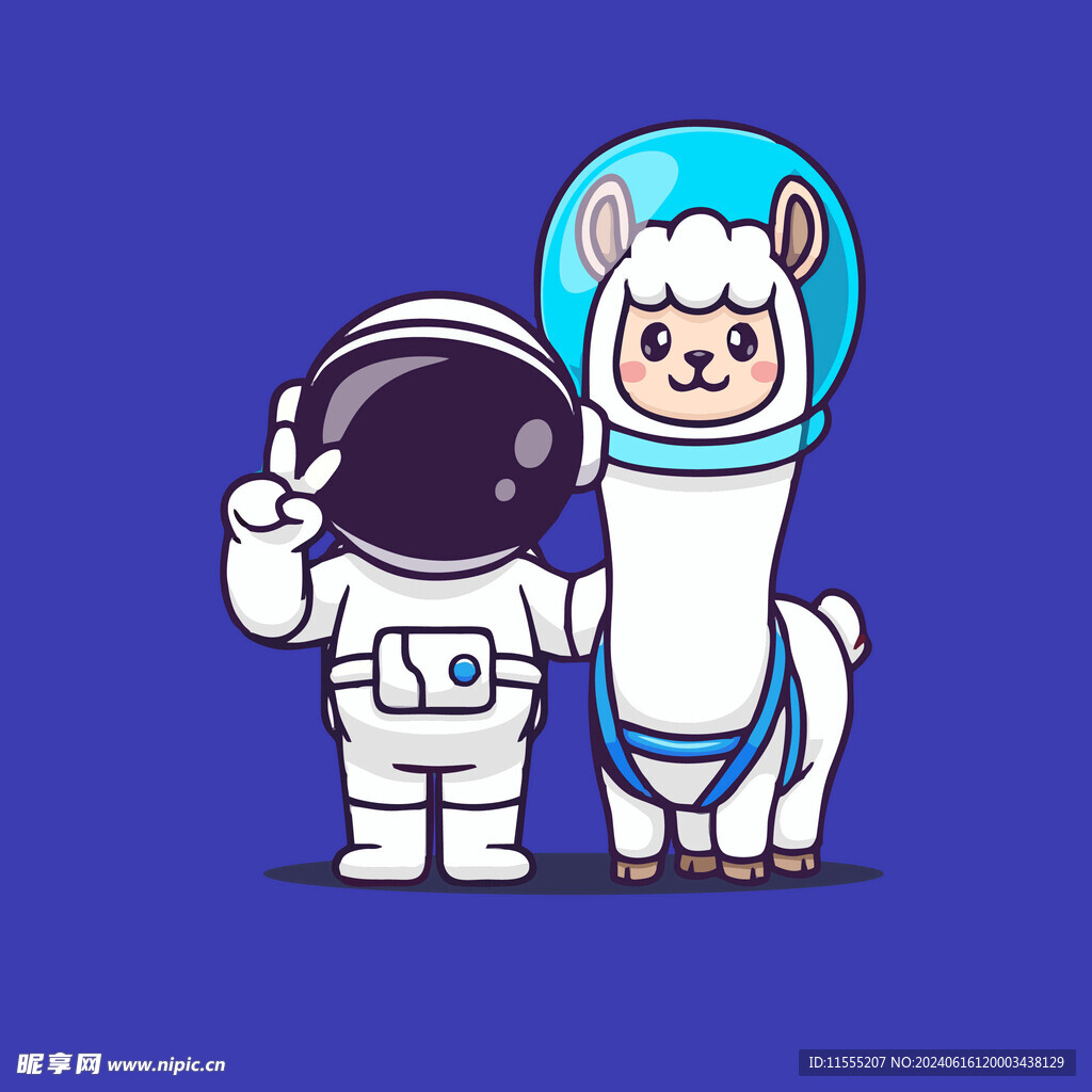 可爱宇航员卡通矢量儿童插画