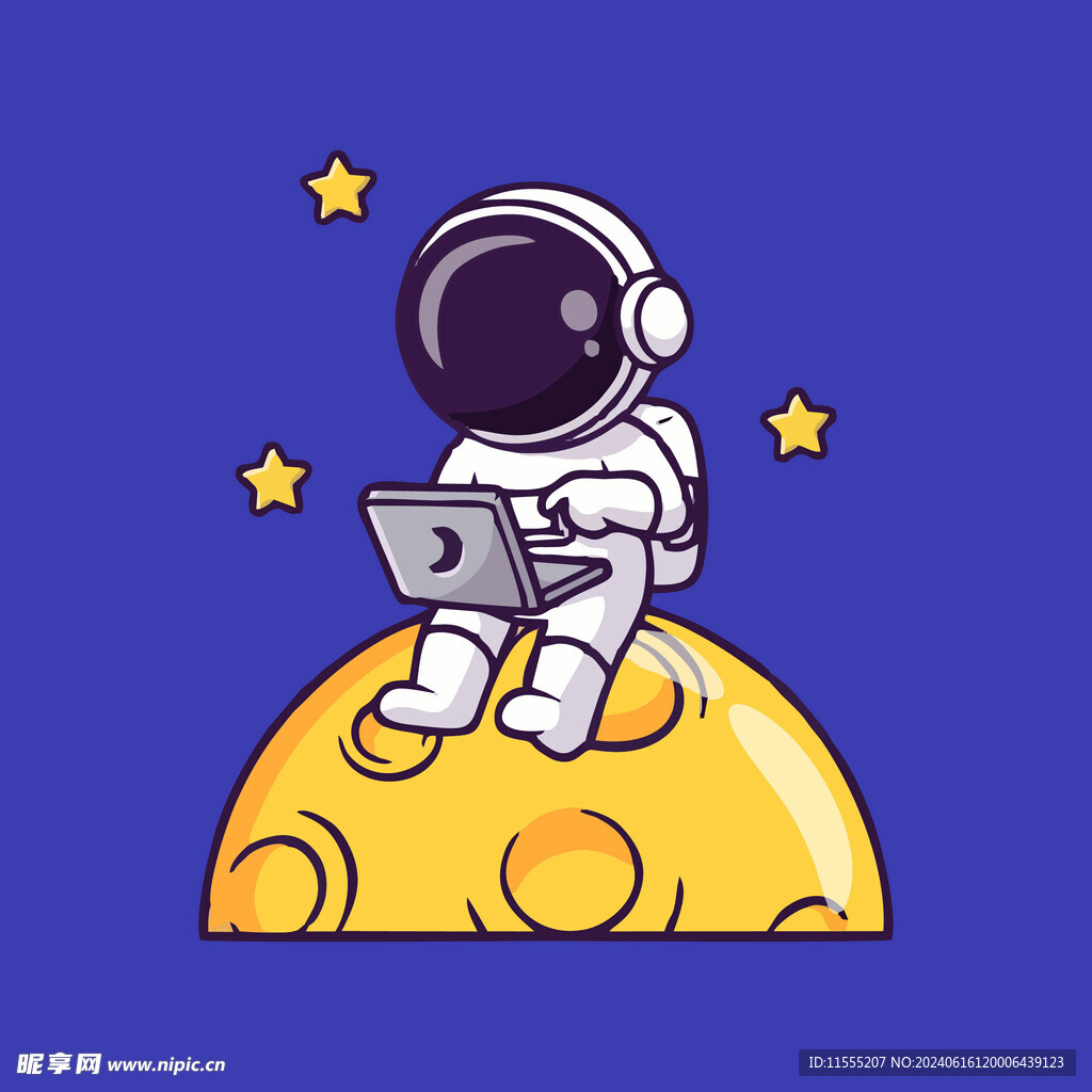 可爱宇航员卡通矢量儿童插画