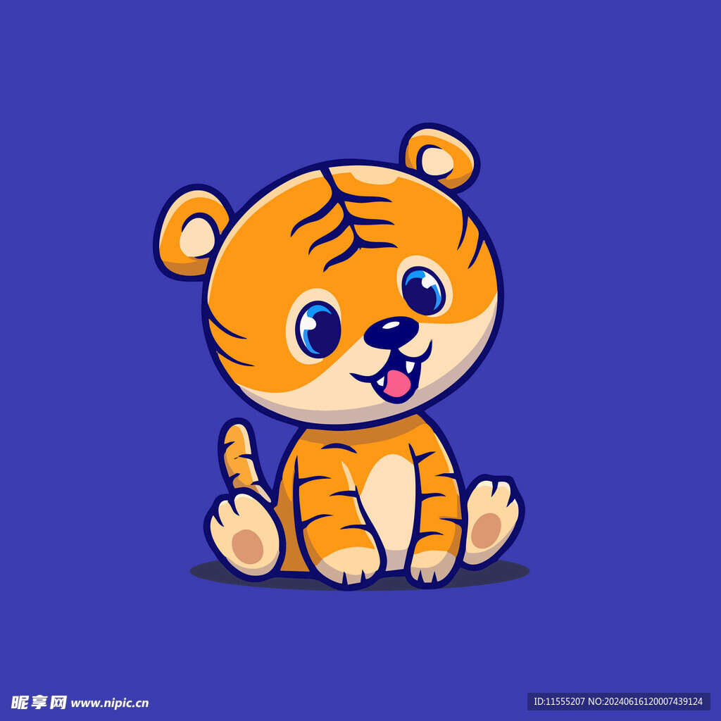 可爱小老虎卡通矢量儿童插画