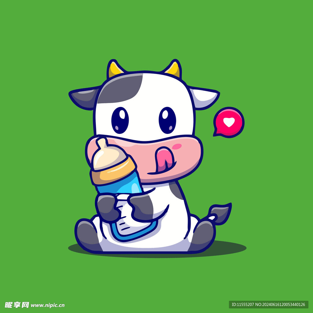 可爱小奶牛卡通矢量儿童插画