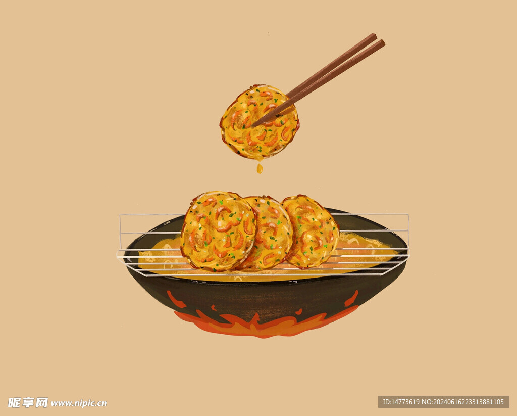 手绘炸油饼面窝