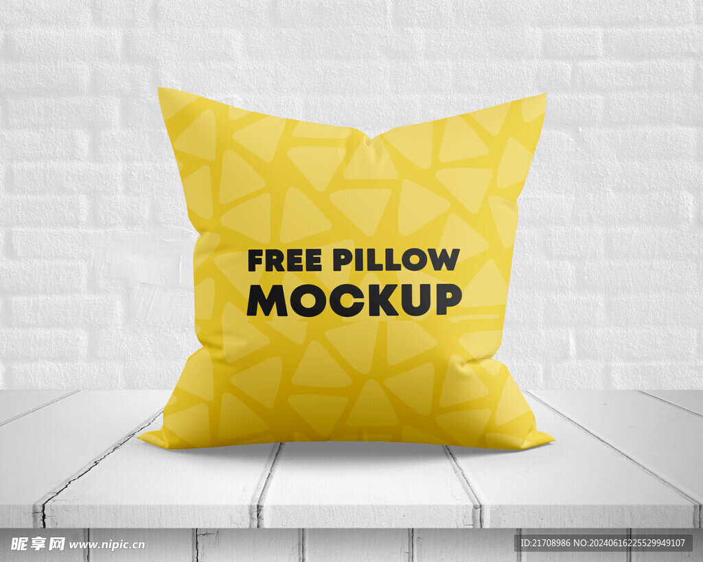 黄色靠枕样机