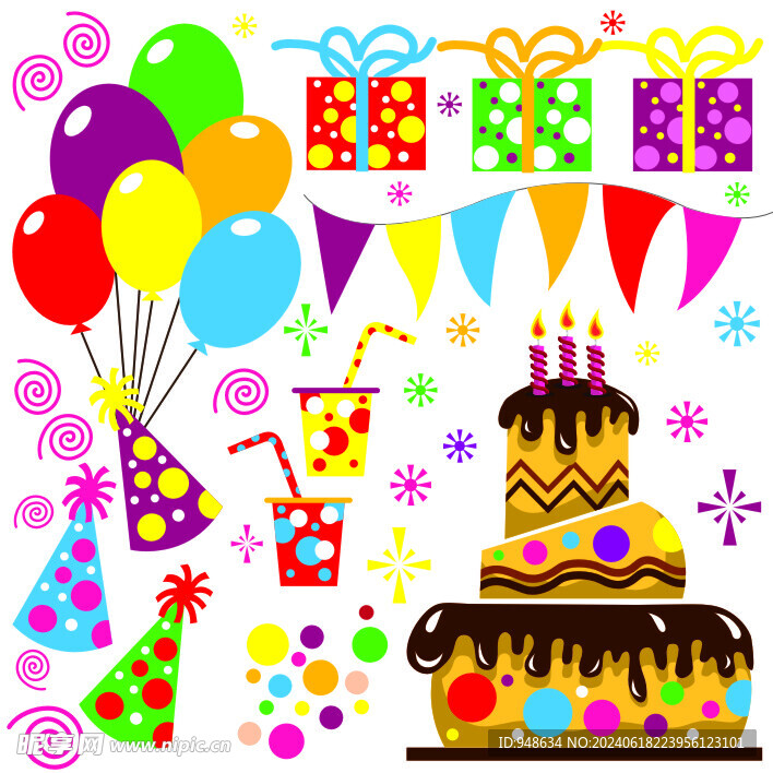 蛋糕彩旗气球礼盒