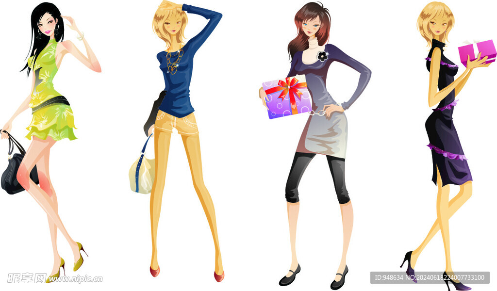 购物时尚女孩矢量