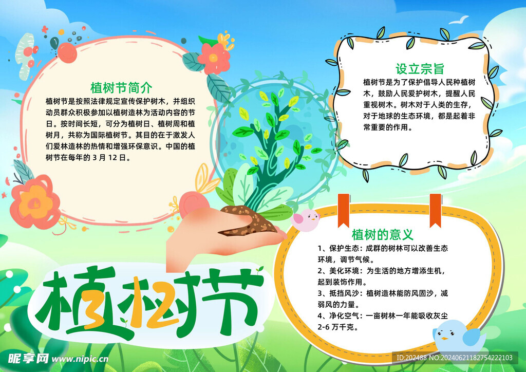 插画风植树节小报word手抄报