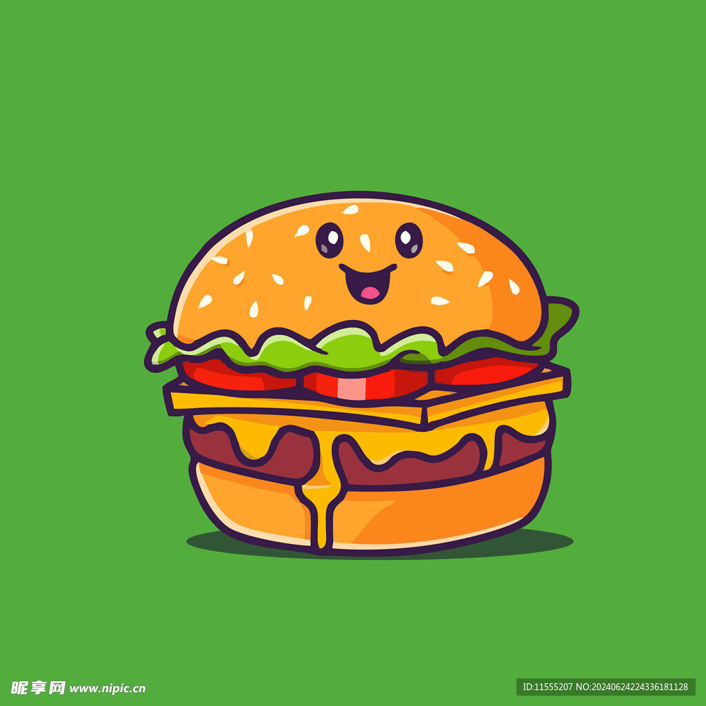 可爱汉堡卡通矢量儿童插画