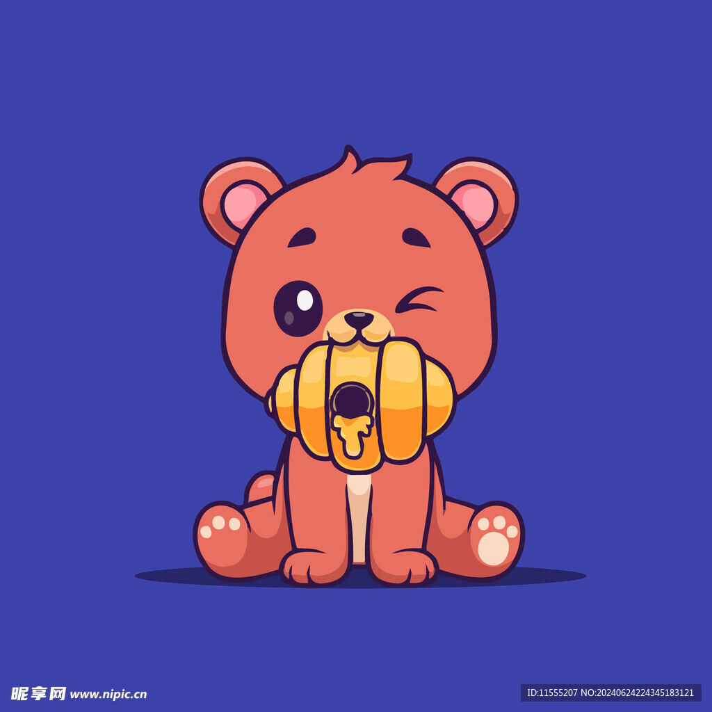 可爱小熊蜂蜜卡通矢量儿童插画