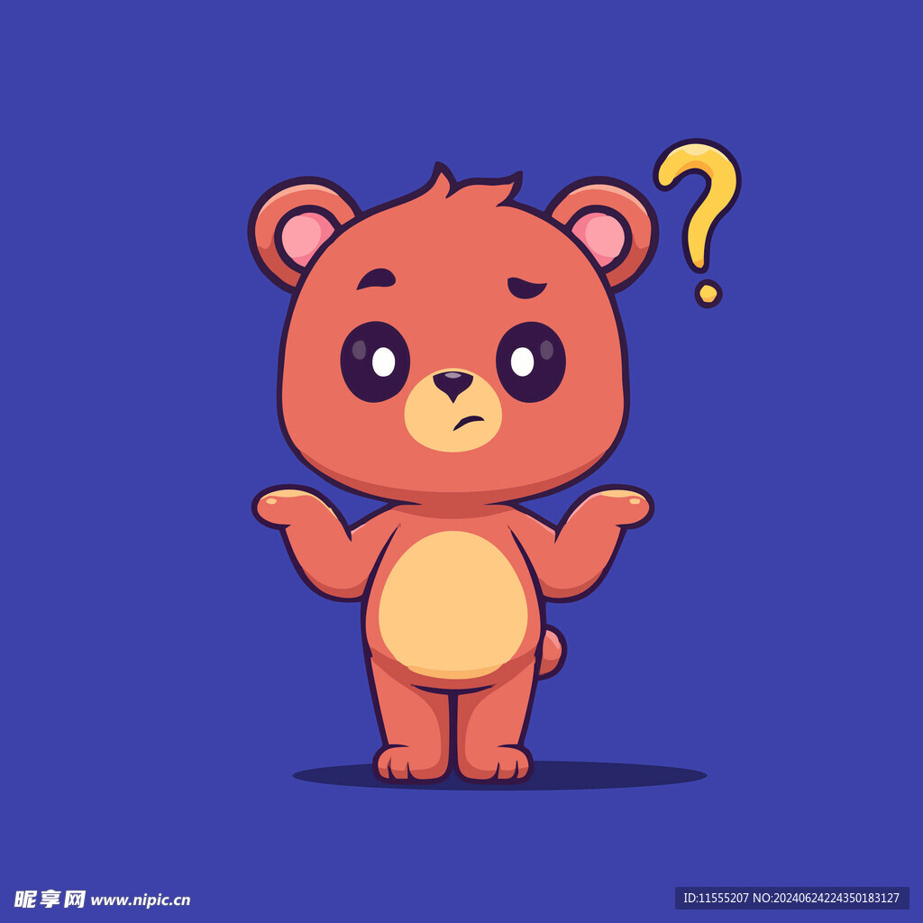 可爱问题小熊卡通矢量儿童插画