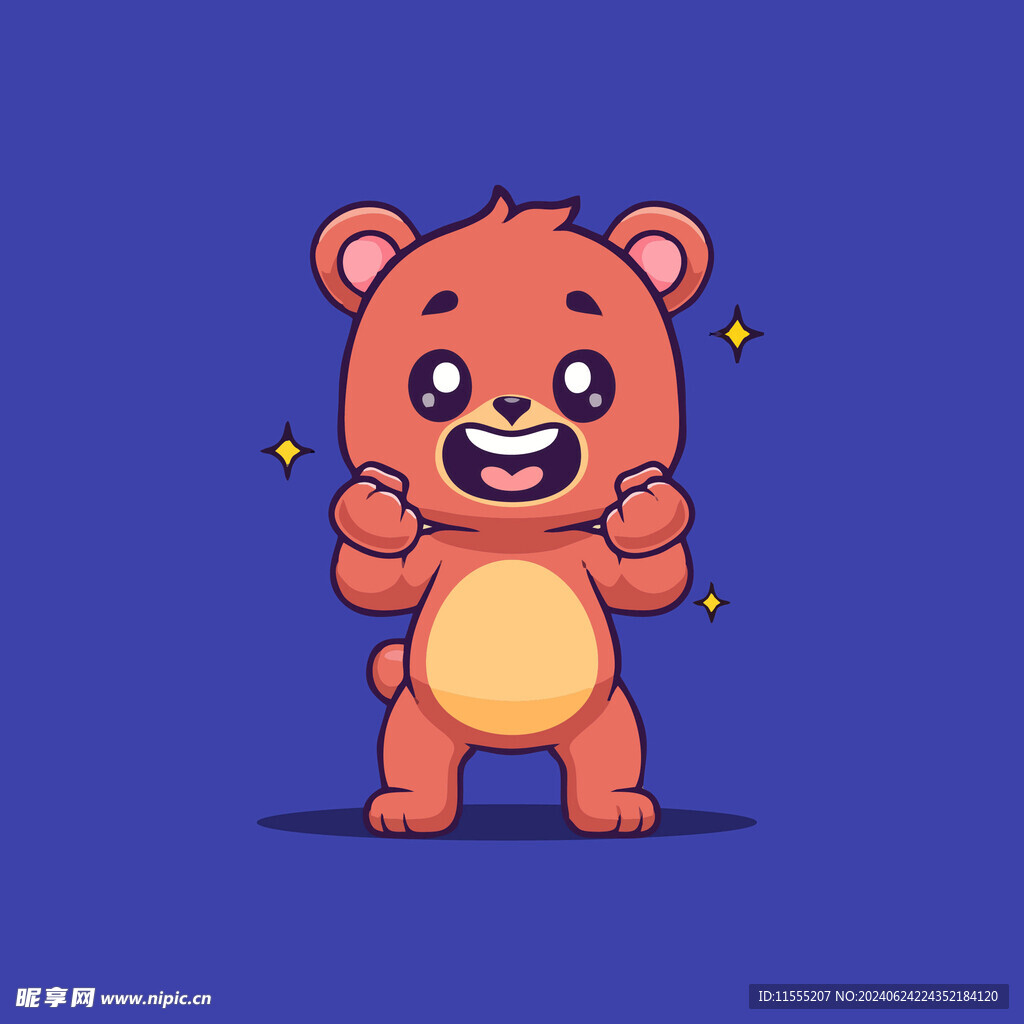 可爱加油小熊卡通矢量儿童插画