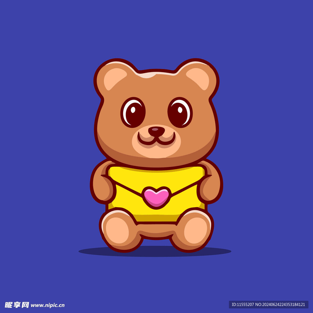 可爱小熊情书卡通矢量儿童插画