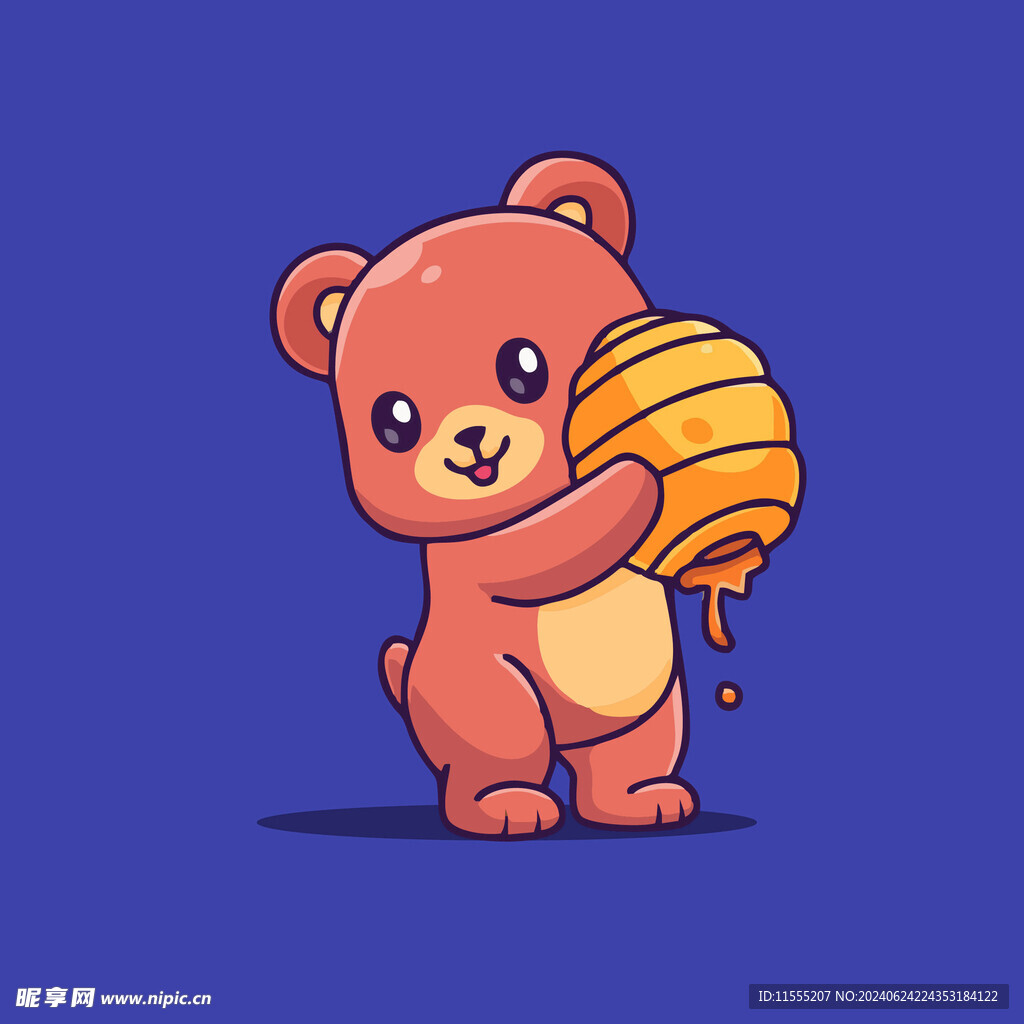 可爱小熊蜜桶卡通矢量儿童插画