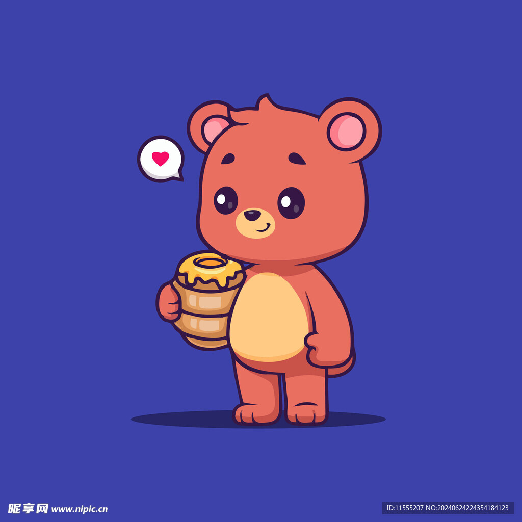 可爱小熊蜜桶卡通矢量儿童插画