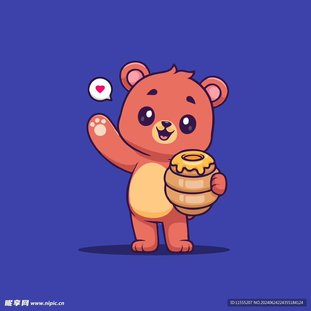 可爱小熊蜜桶卡通矢量儿童插画