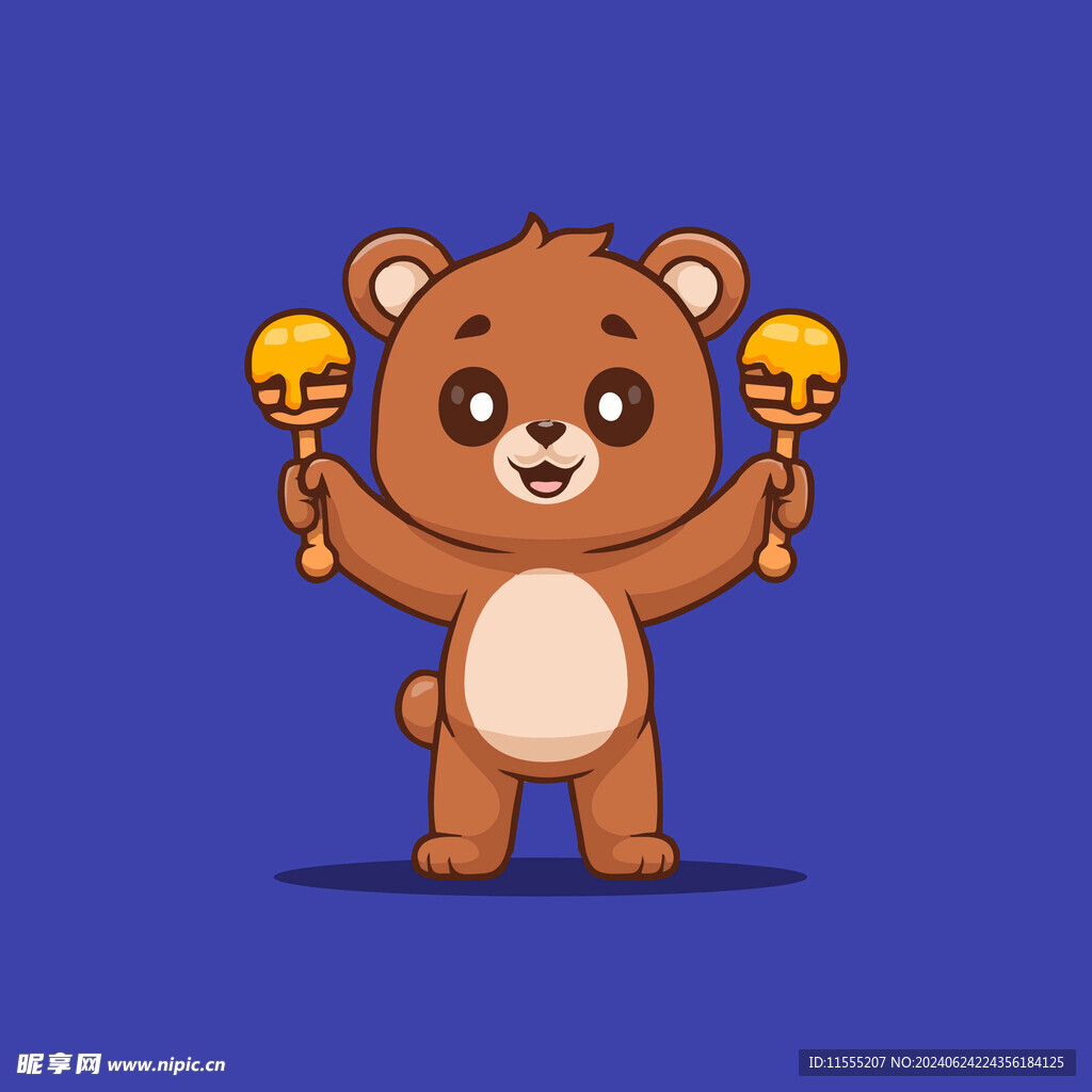 可爱小熊乐手卡通矢量儿童插画