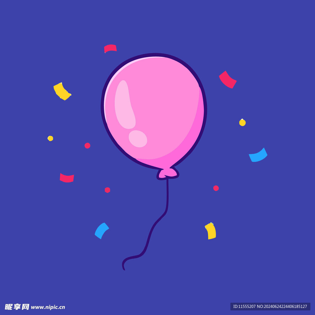 可爱粉红气球卡通矢量儿童插画