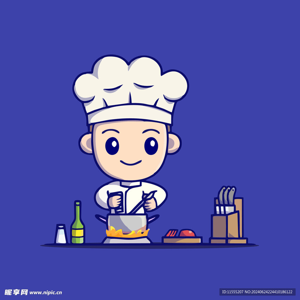 可爱厨师卡通矢量儿童插画
