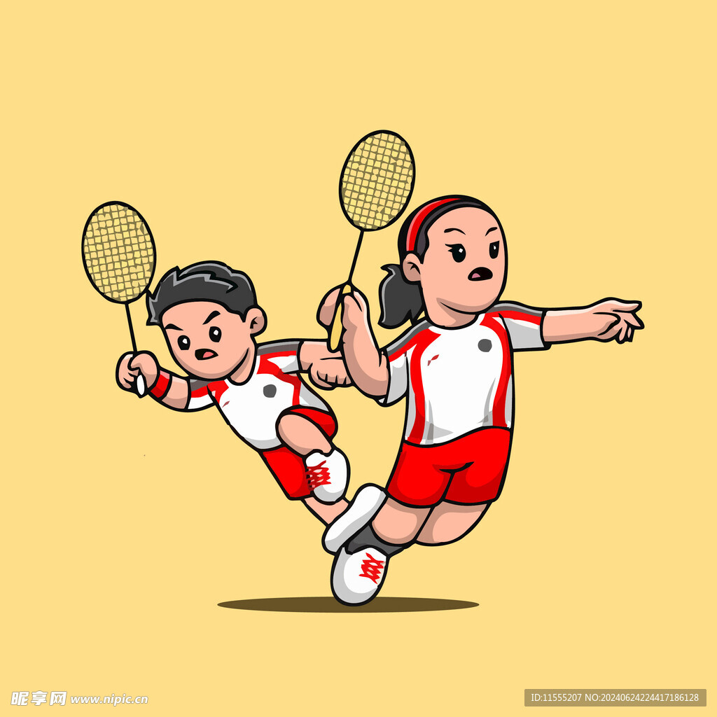 可爱网球运动员卡通矢量儿童插画