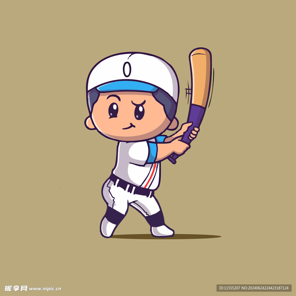 可爱棒球运动员卡通矢量儿童插画