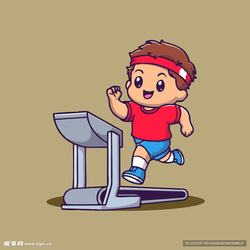 可爱健身达人卡通矢量儿童插画