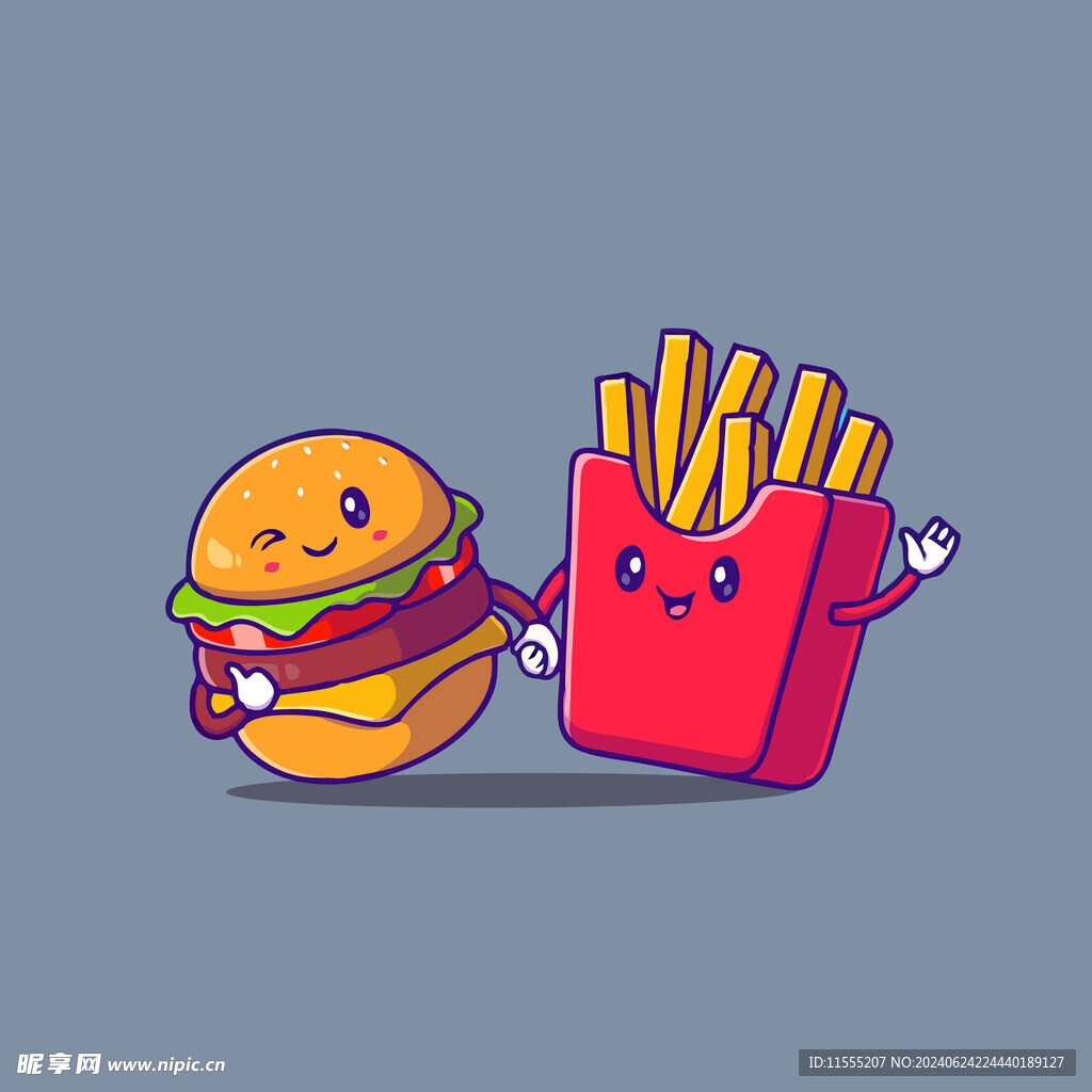 可爱汉堡人卡通矢量儿童插画