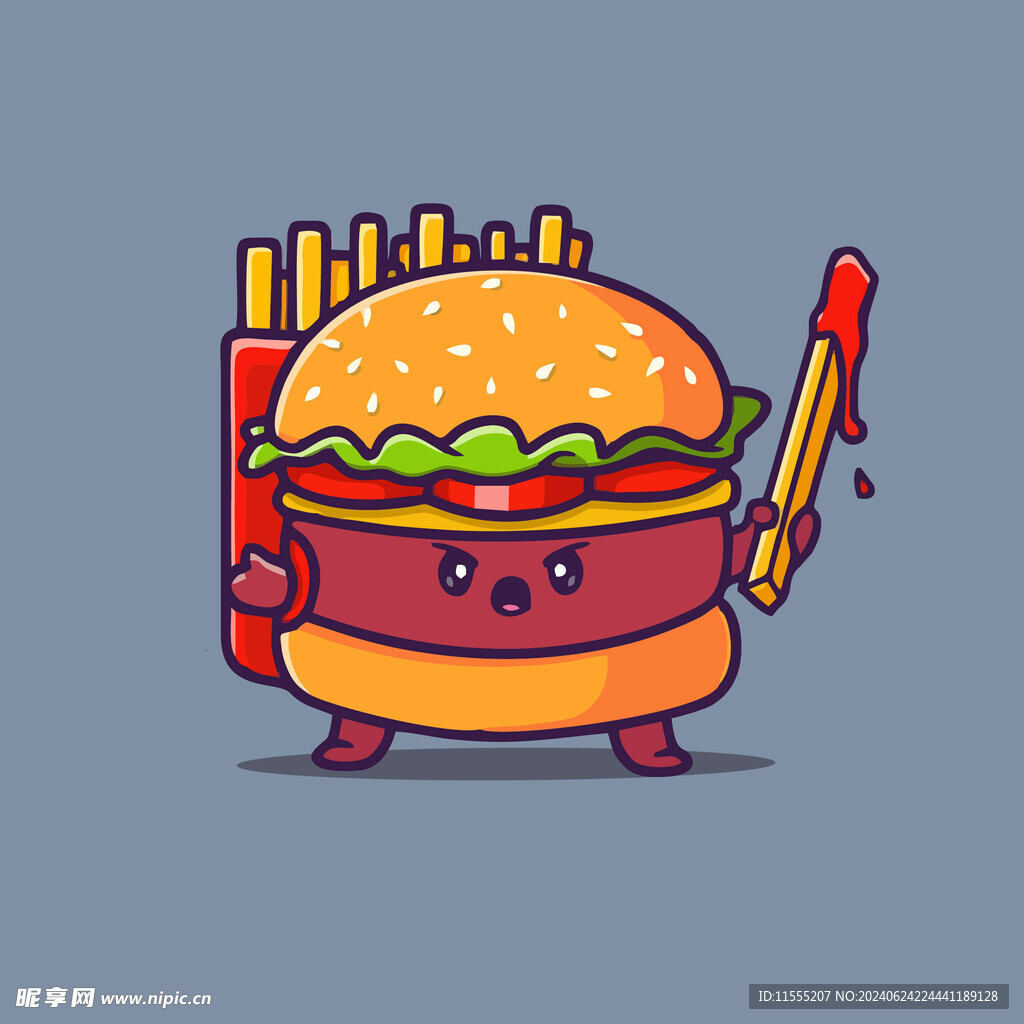 可爱汉堡人卡通矢量儿童插画