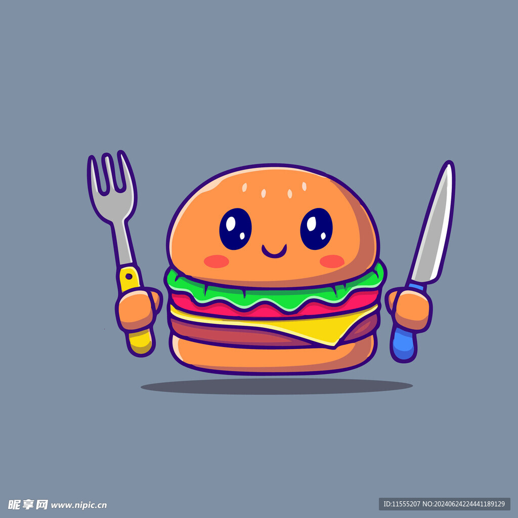 可爱汉堡人卡通矢量儿童插画