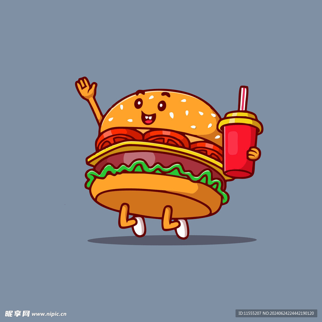 可爱汉堡人卡通矢量儿童插画
