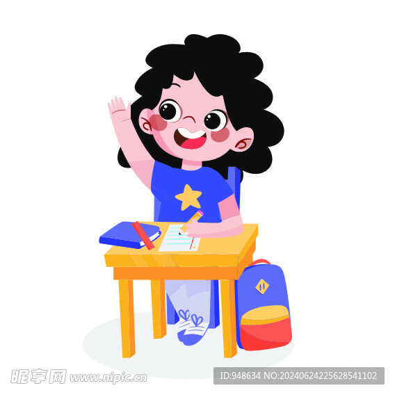 卡通举手回答问题