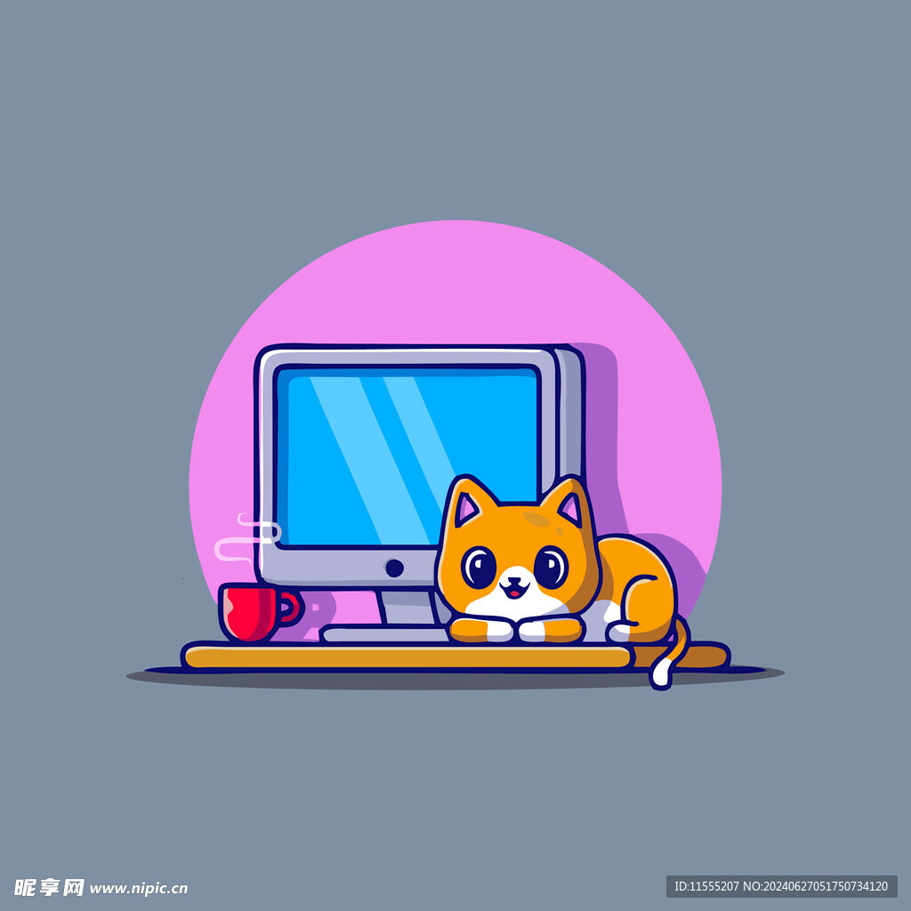 可爱小猫矢量卡通插画