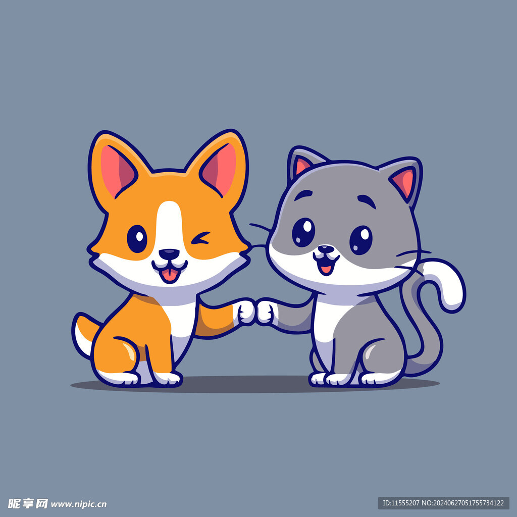 可爱小猫矢量卡通插画